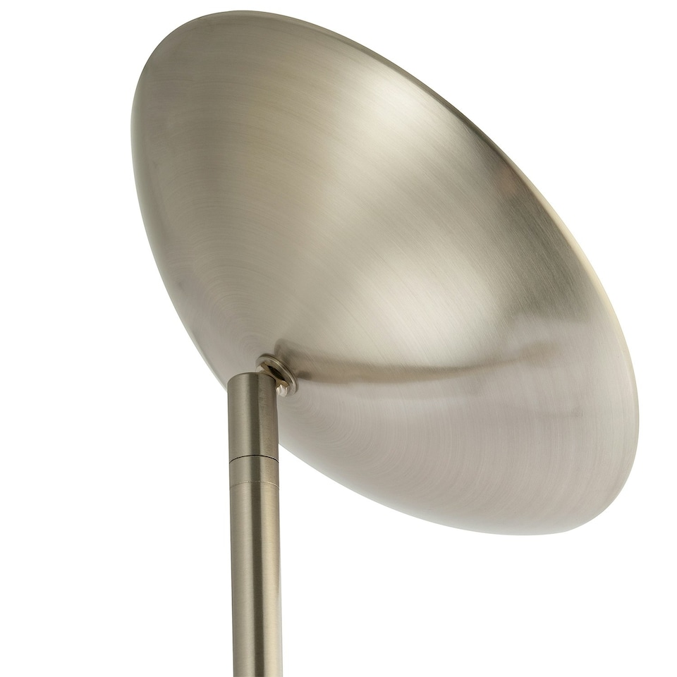 image 1 of Modern LED Uplighter Metal Floor Lamp in Satin Nickel with Memory Dimmer Button | Silver