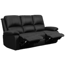 Faux Leather 3 Seat Reclining Sofa In Black