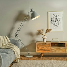ValueLights Large Modern Angled Design Floor Lamp In Cool Grey Finish