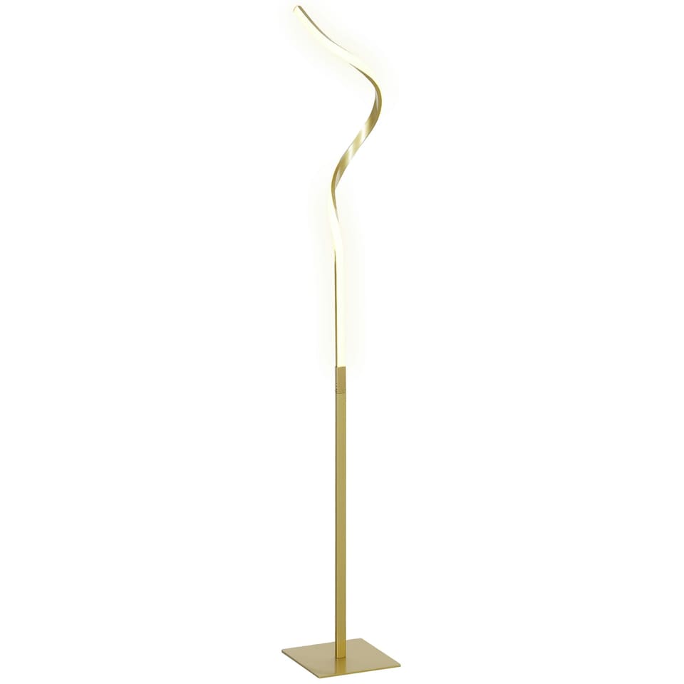 image 1 of HOMCOM LED Floor Lamp, Standing Lamp with3 Adjustable Brightness Gold Tone Gold