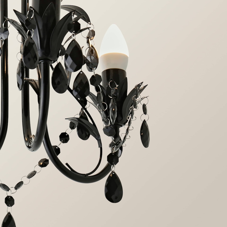 image 1 of ValueLights Odelia 3 Way Black Ceiling Light Chandelier and Bulbs
