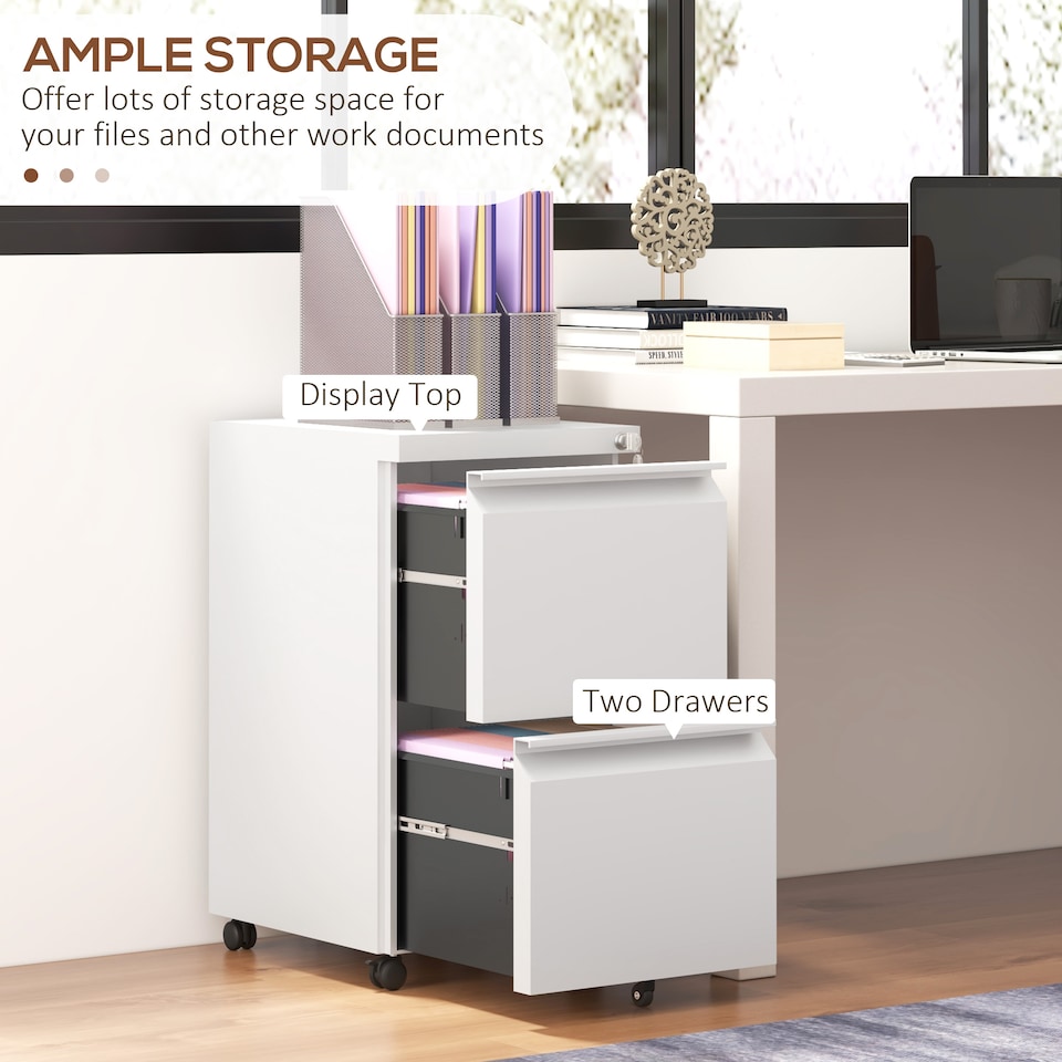 image 1 of Vinsetto Metal File Cabinet with Lock Hanging Bar for Letter A4 Legal, White