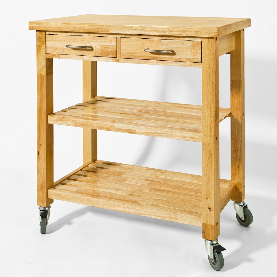 image 1 of SoBuy Kitchen Trolley on Wheels, Solid Wood, 31.5 x 15.75 x 35.4 inches, 18.9 kg - FKW24-N