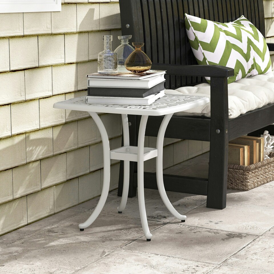 image 1 of Outsunny Cast Aluminium Bistro Table with Umbrella Hole, Bronze Tone