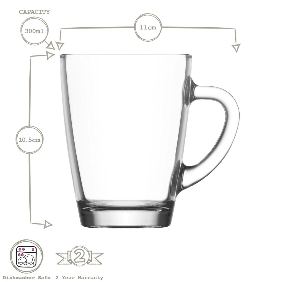 image 1 of LAV Vega Glass Coffee Mugs - 300ml - Clear - Pack of 6 Clear