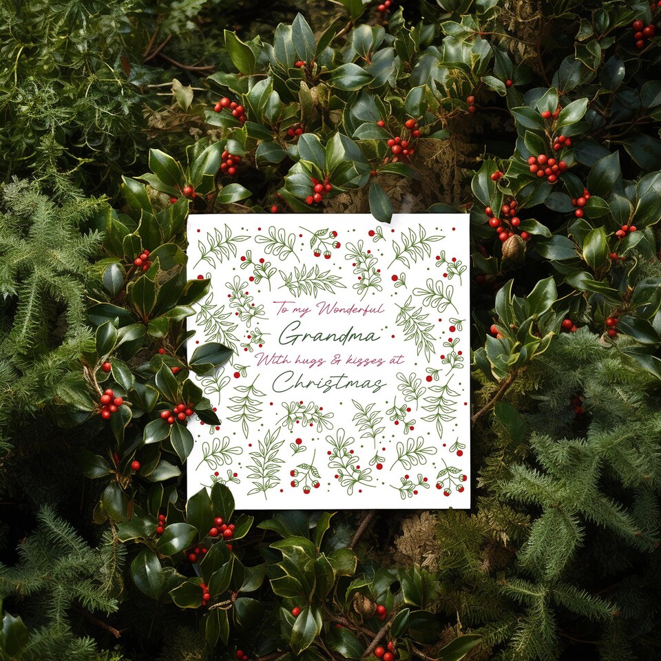 image 1 of Hugs & Kisses - Grandma - Plantable Wildflower Seed Christmas Card
