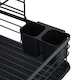 image 6 of 2 Tier Multifunction Dish Drainer Drying Rack with Cutlery Holder | Black