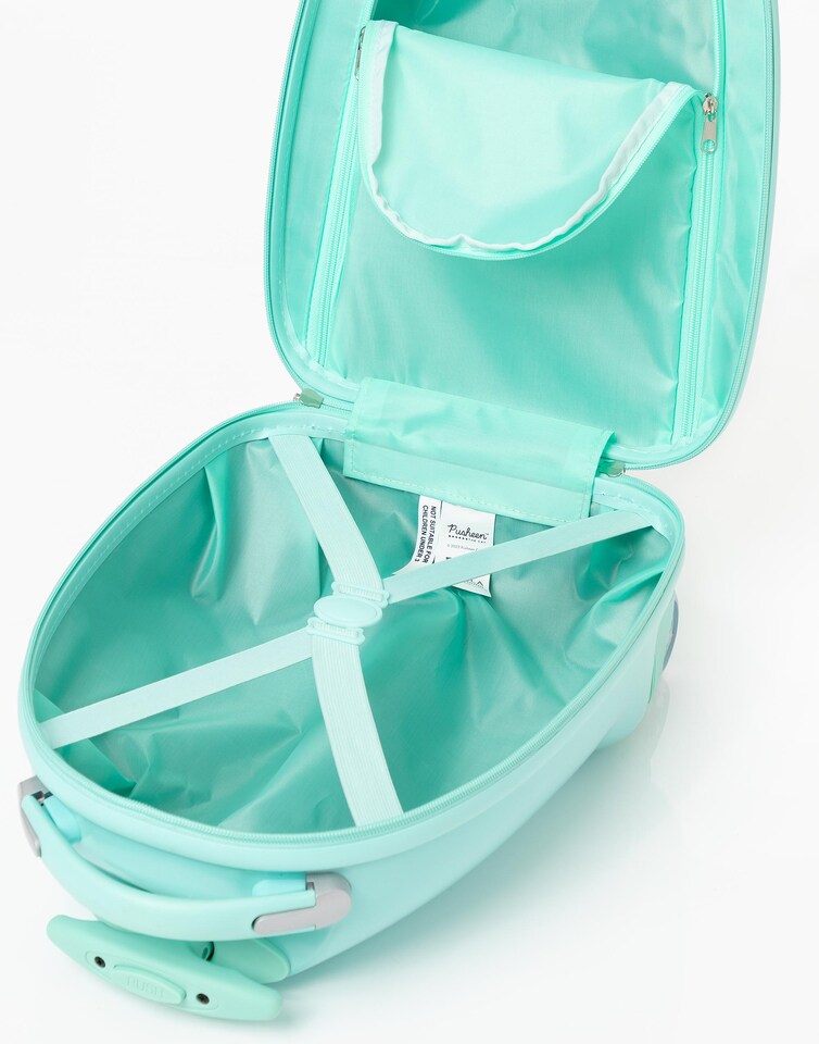 image 1 of Pusheen Kids Suitcase | Mint Green Small Cabin Bag For Girls | Carry On Trolley with Extendable Handle | Smile Cartoon Pusheen The Cat Merchandise | Fun Travel Gift for Children and Teens