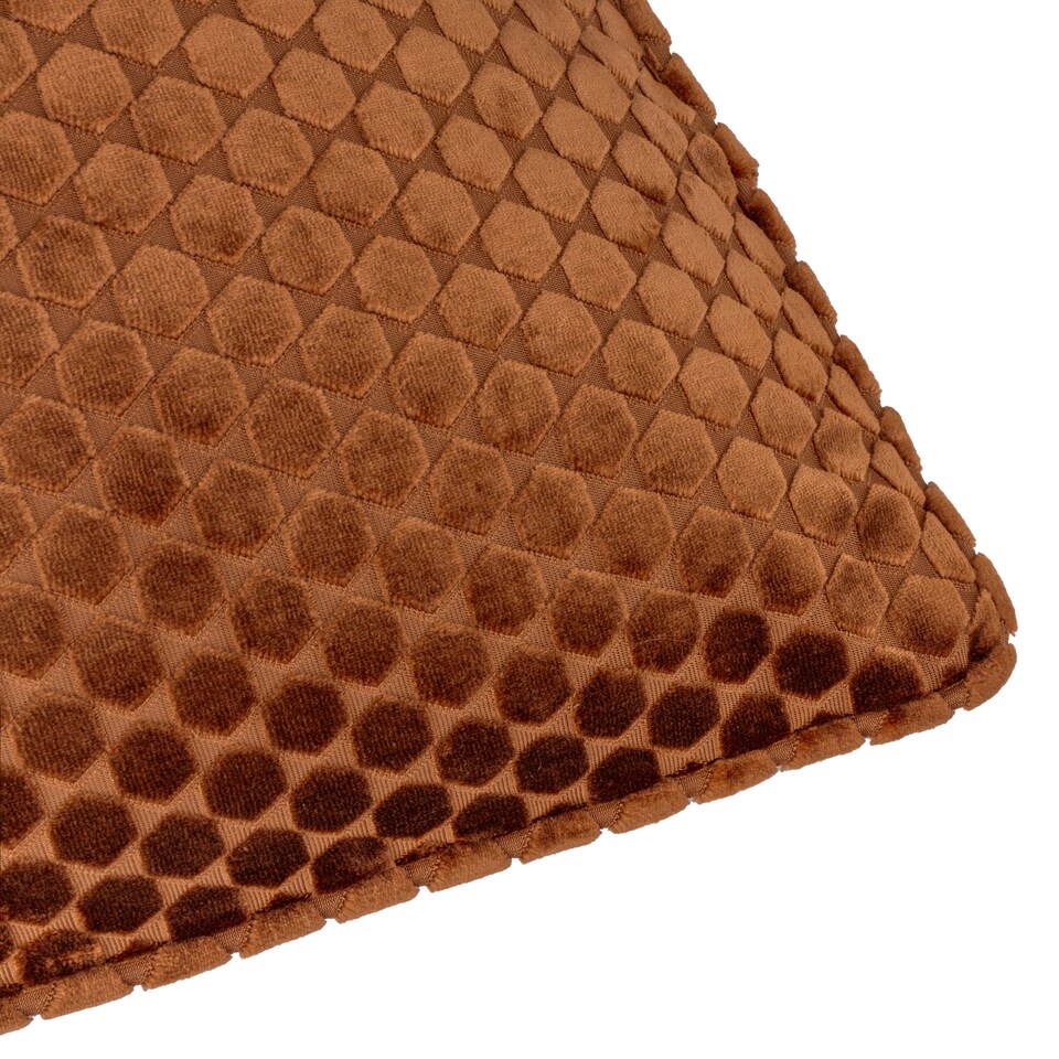 image 1 of Paoletti Neptune Velvet Cushion | Orange | Copper | 50 x 50cm | 1