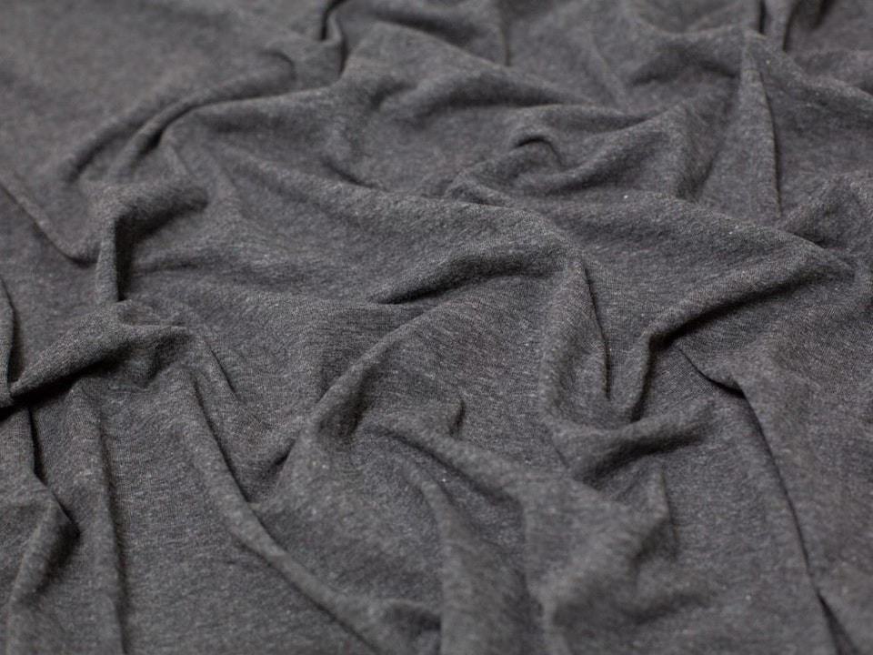 Minerva Core Range Grey Melange Cotton Jersey Stretch Knit Fabric for Dressmaking, 150cm / 59" Wide - per metre