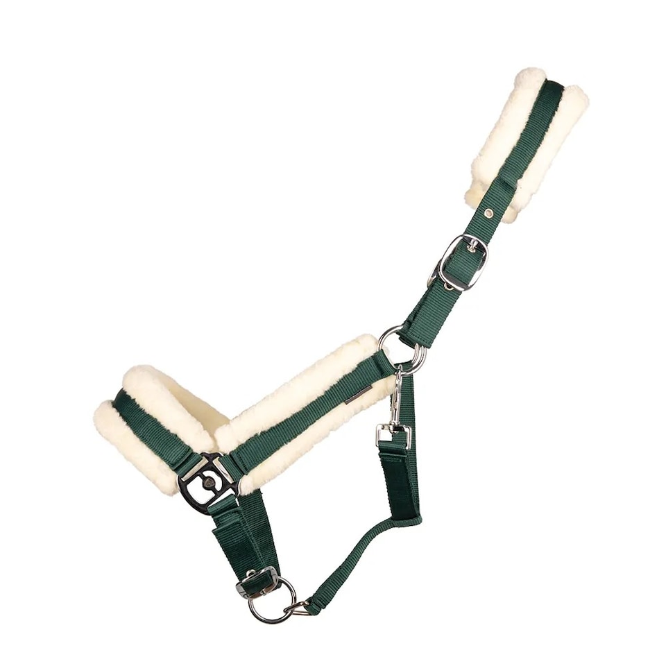 Hy Faux Fur Horse Headcollar | Green | Forest Green | Cob | 1