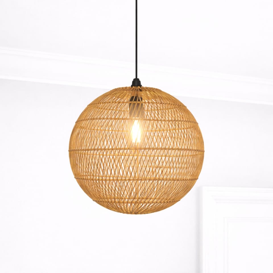 image 1 of CGC ARIBA Brown 35cm Round Rattan Weave Lampshade