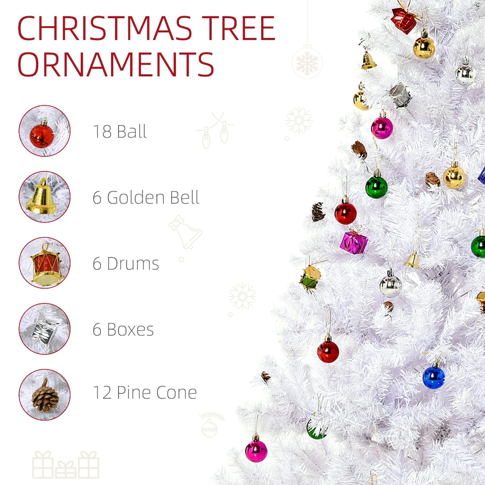 image 1 of HOMCOM 5ft Snow Artificial Christmas Tree w/ Metal Stand Decorations Home White