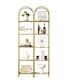 image 2 of 5-Tier Tempered Glass Shelf Unit, Arched Display Rack, Metallic Gold Frame 183.5 cm