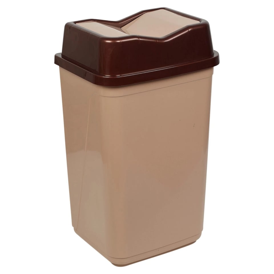 image 1 of Plastic Waste Recycling Bin With Butterfly Lid for Kitchen or Office | Brown | 50L Cappuccino