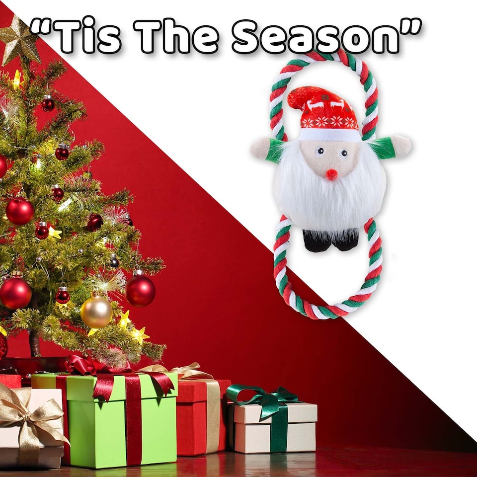 image 1 of PMS Christmas Santa Pet Toy 46.5cm x 20cm - Red, 1 Pack