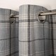 image 4 of OHS Textured Woven Check Eyelet Curtains, 66x90" - Grey