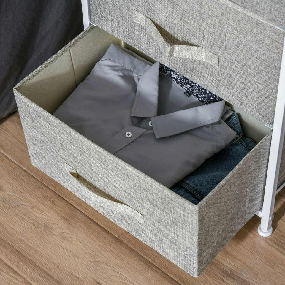 image 1 of HOMCOM 3-Tier Storage Dresser Tower with Adjustable Feet Steel Frame Home