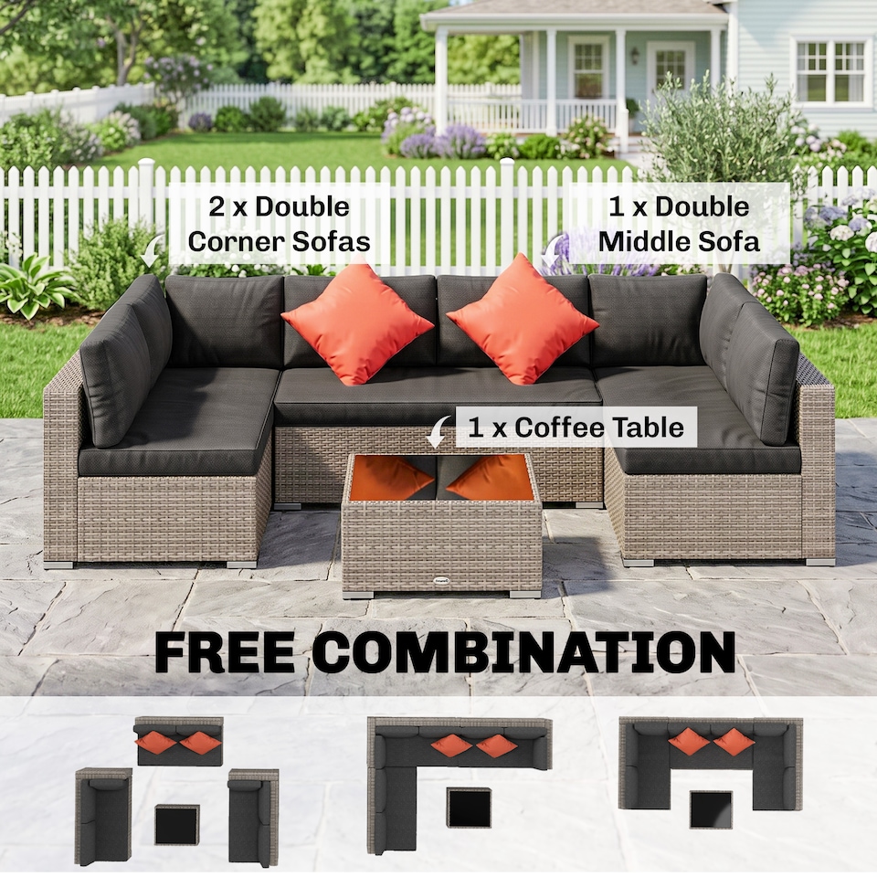 image 1 of Outsunny 4 PCS Patio PE Rattan Wicker Sofa Conservatory Outdoor Furniture Set