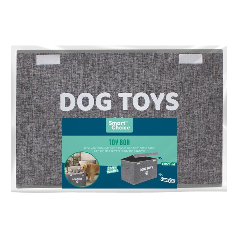 image 1 of Dog Toy Box Foldable With Handles & Lid Pet Puppy Collapsible Organiser Storage