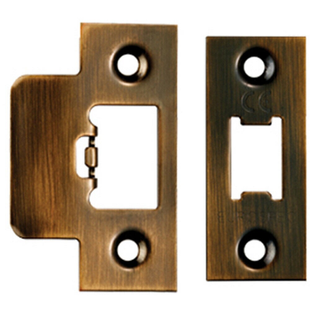 Loops Forend Strike & Fixing Pack Suitable for Tubular Latch Antique Brass in Metallics