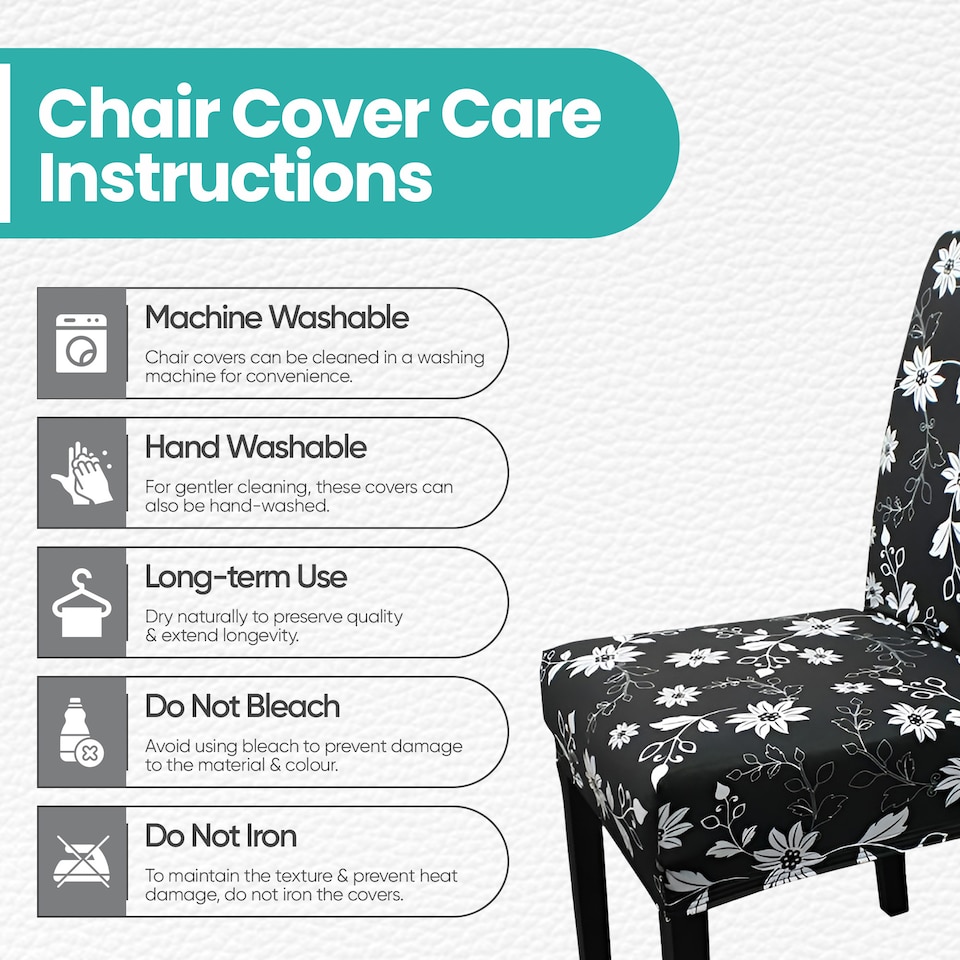 image 1 of Printed High-Back Chair Covers, Spandex Stretch Protective Slipcover - Black