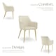 image 3 of Dining Chair Avane - velvet look, padded armchair, high backrest and high armrests - Set of 4 Cream | Beige