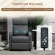 image 3 of HOMCOM Recliner Sofa Chair PU Leather Massage Armcair w/ Remote Control, Grey