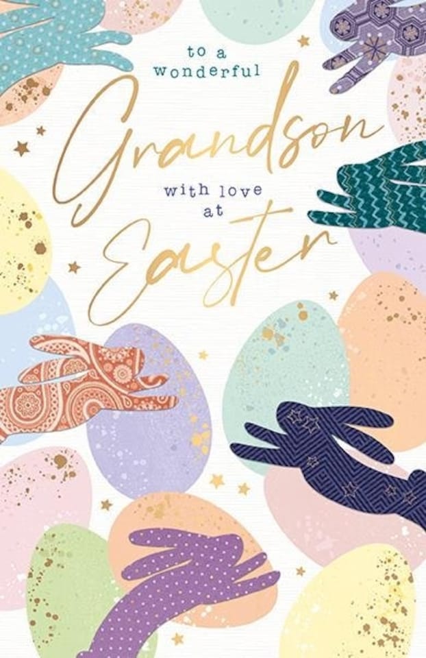 Words 'n' Wishes Easter Card for a Lovely Grandson, 21.7 x 14.4 cms, FSC Certified and Multi-Coloured