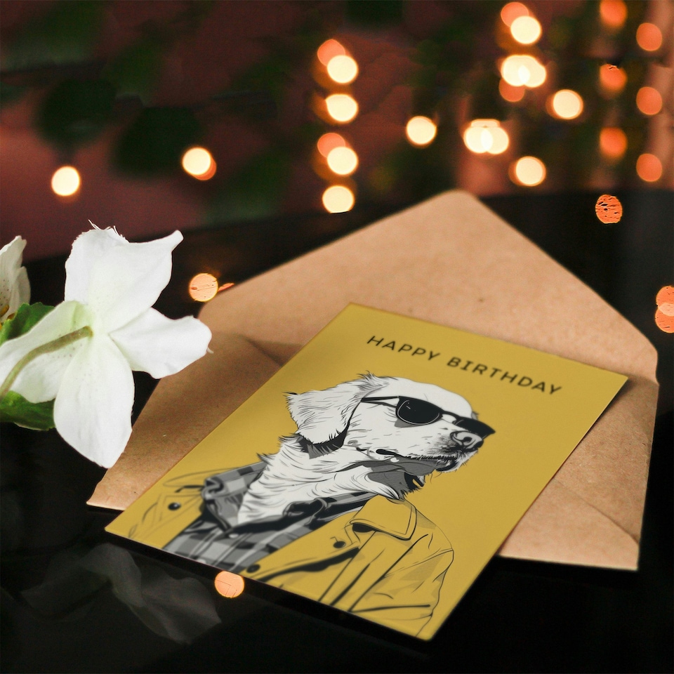 image 1 of Golden Retriever Dog Lover Cool Guy Pet Design Him Birthday Card