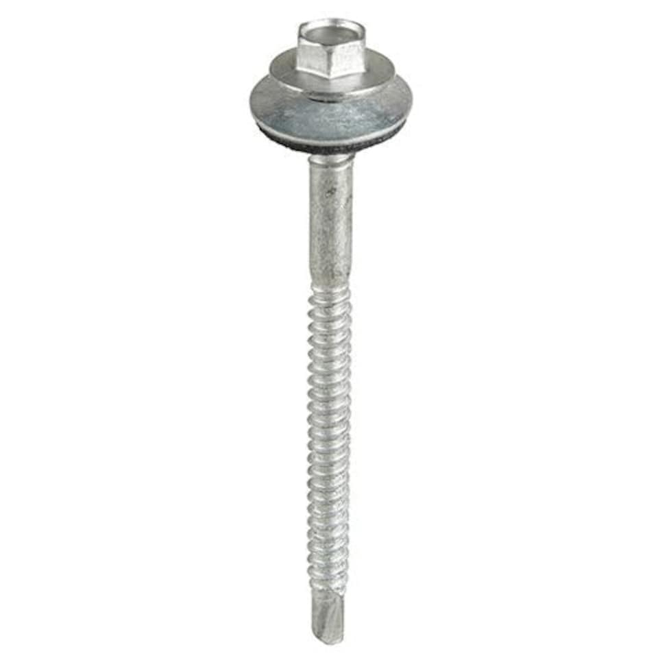 image 1 of Timco - Metal Construction Composite Panel Screws - Hex - EPDM Washer - Self-Drilling - Bi-Metal - Exterior - Silver Organic (Size 5.5/6.3 x 100 - 100 Pieces)