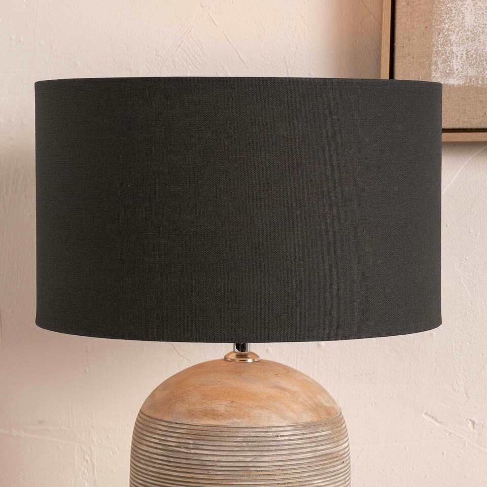 image 1 of 45cm Dark Grey Table Lampshade Drum Floor Lamp Shade