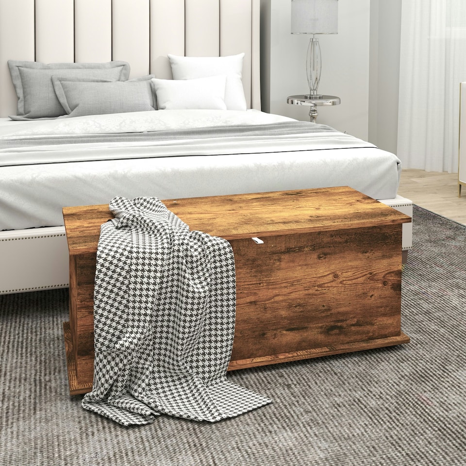 image 1 of HOMCOM Storage Chest With Lid, 113L Storage Box, Rustic Brown Brown
