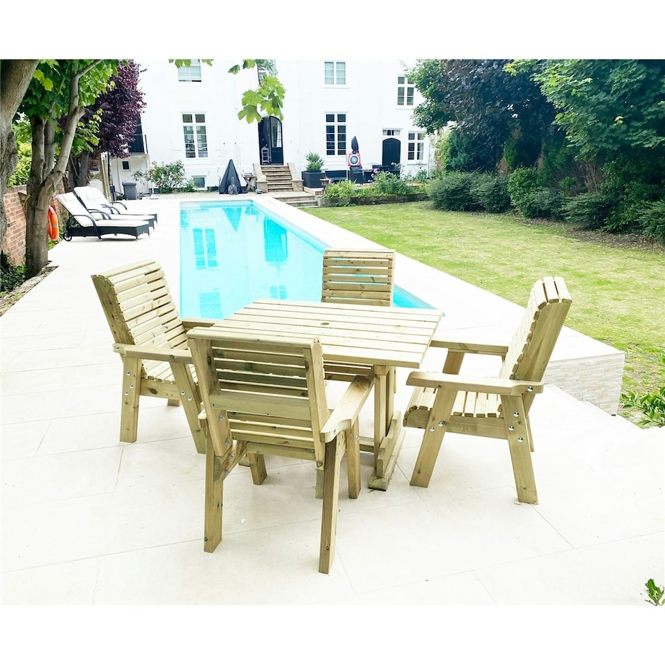 image 1 of Heavy Duty Table and Chair Set - 1 Square Table - 4 Chairs - 4 Seater