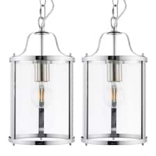 Set of 2 Chester - Chrome Lantern Style Adjustable Pendant Lights