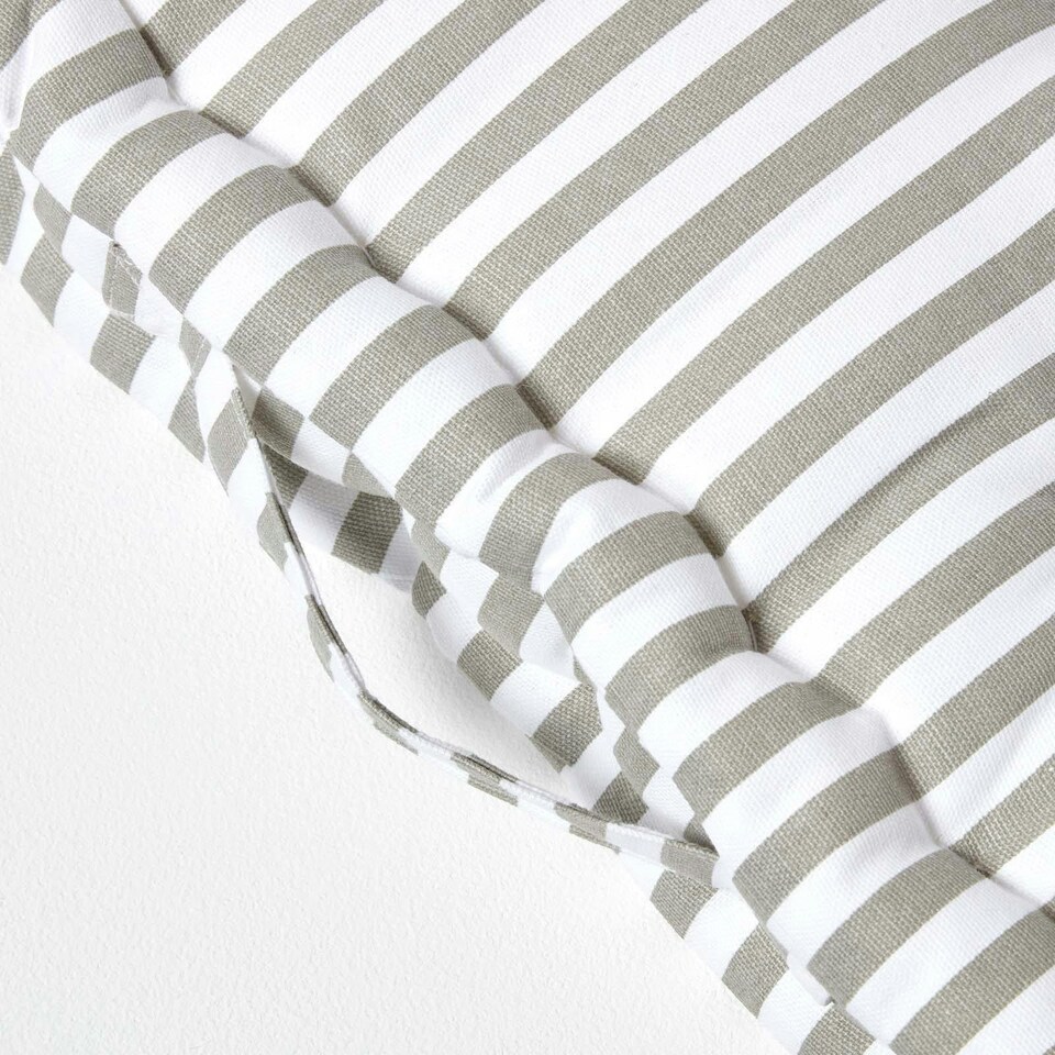 image 1 of Homescapes Cotton Light Grey Thin Stripe Floor Cushion - 40 x 40 cm | Grey | Light Grey | 40 x 40 cm