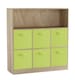 image 1 of Wide 7-Cube Bookcase With Drawers | Brown | Oak & Green | 1