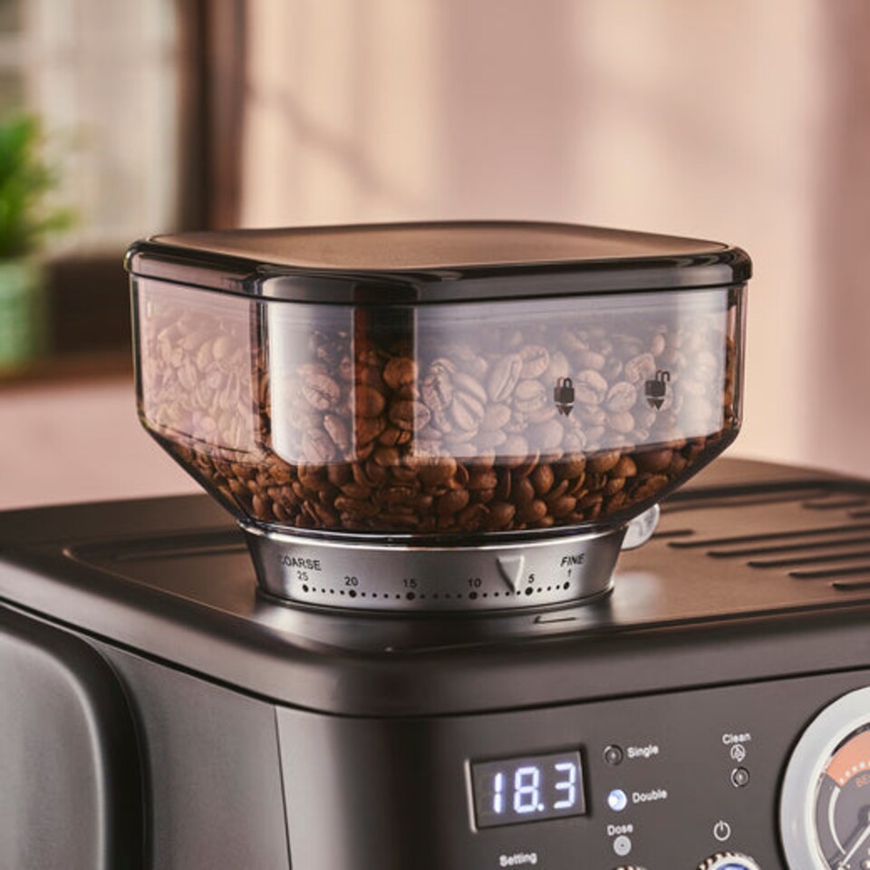 image 1 of Cooks Professional Bean-To-Cup Espresso Coffee Machine with Grinder, Steam Wand & Accessories | Black