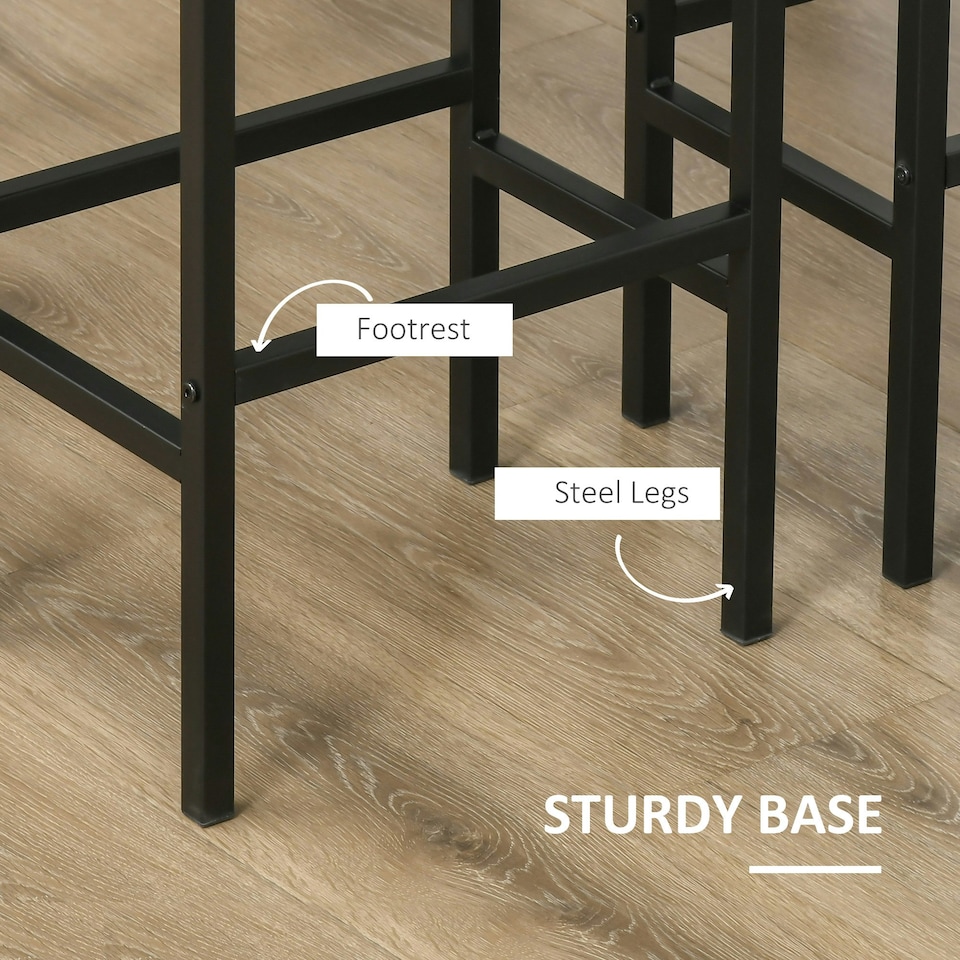 image 1 of HOMCOM Industrial Bar Stools Set of 2, Kitchen Bar Chairs Home Pub Rustic Brown