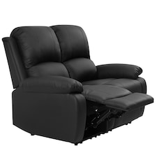 Faux Leather 2 Seat Reclining Sofa In Black