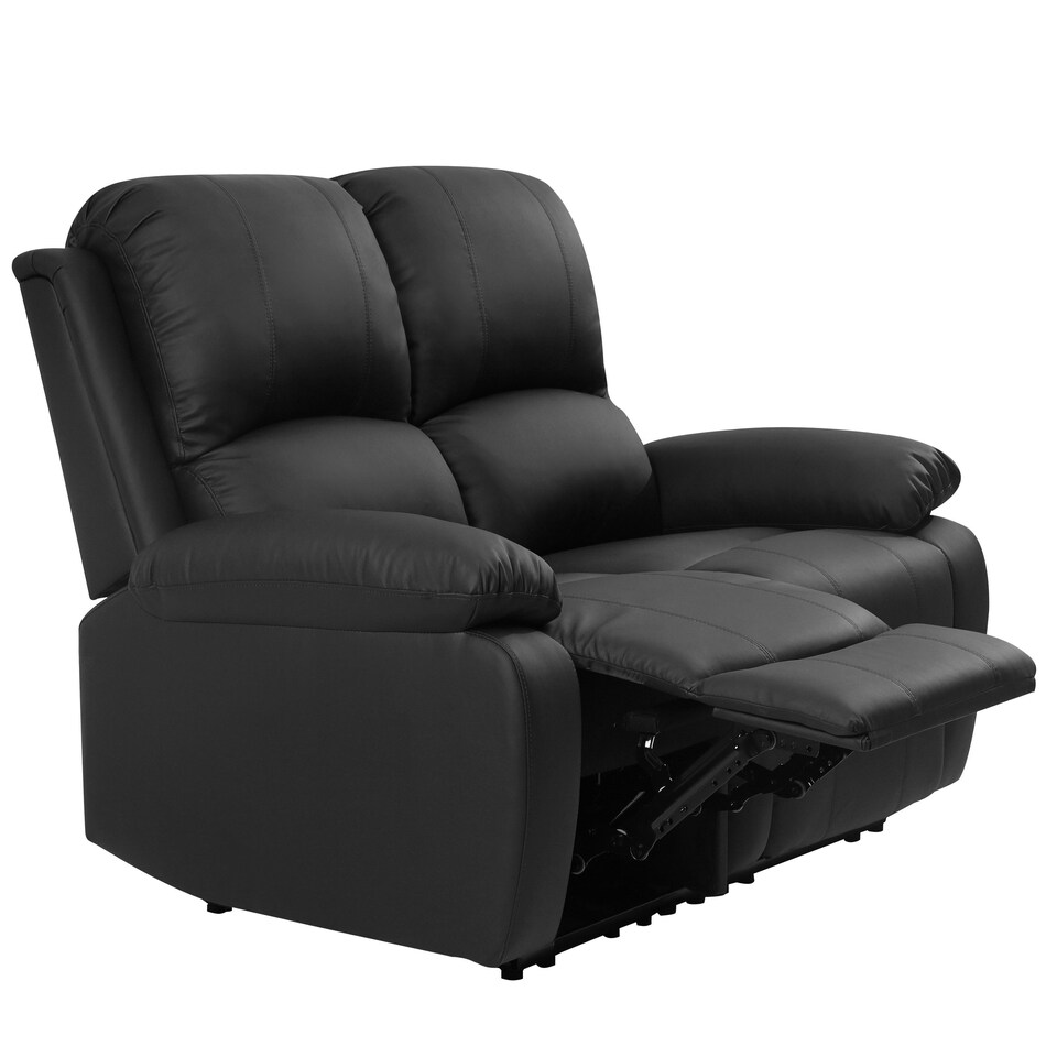 image 1 of Faux Leather 2 Seat Reclining Sofa In Black