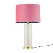 Aura - Satin Brass Table Lamp with Pink Velvet Flamingo Shade Bronze | Pink