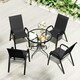 image 8 of Outsunny 5 PCs Garden Furniture Set, Round Table and Stackable Chairs Black