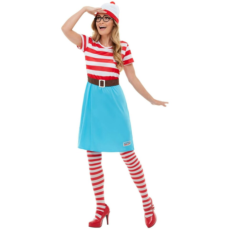 image 1 of Wheres Wally? Womens/Ladies Wenda Costume Set - White/Red/Blue - L L