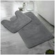 image 5 of VELVETIO Bath Mat Set Greek Pattern Anti Slip Memory Foam Toilet Rug Red