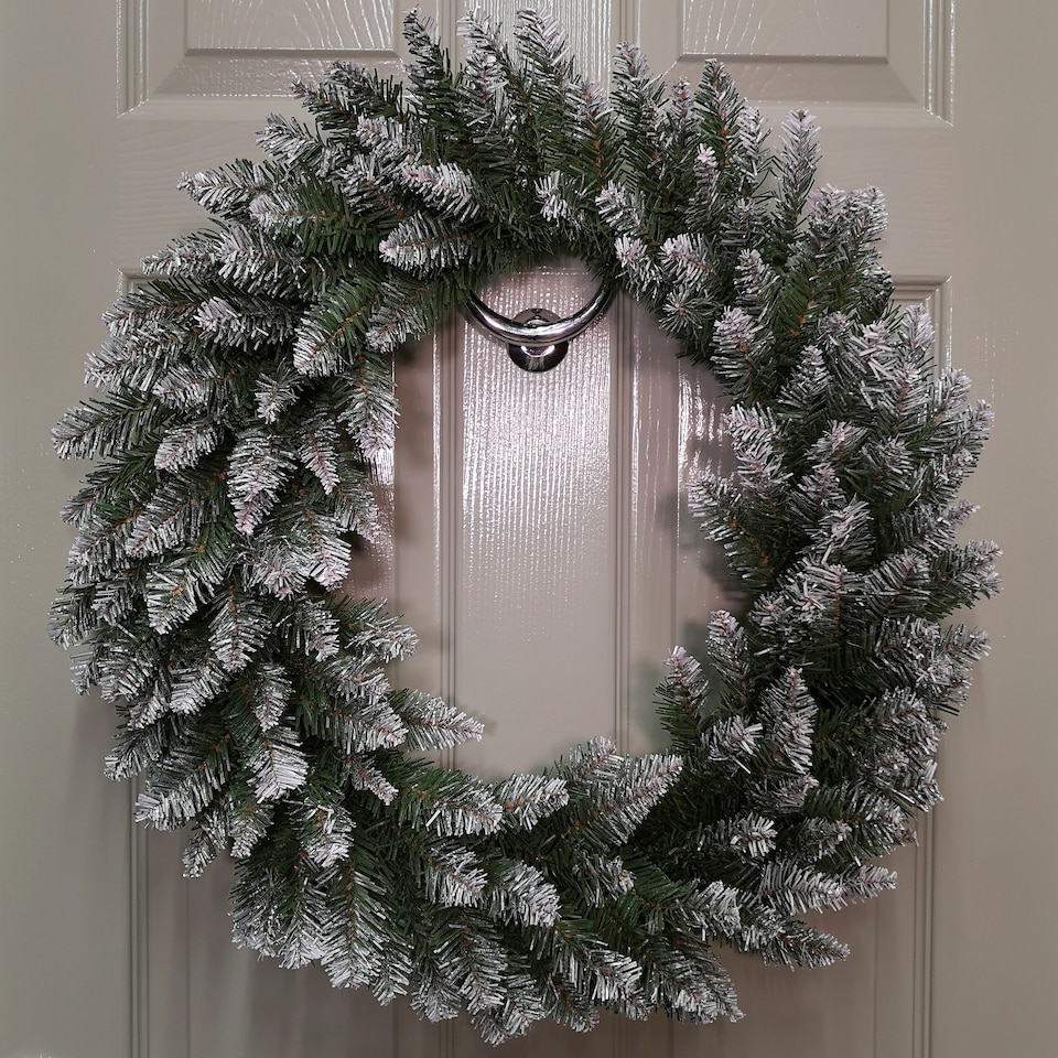 image 1 of 60cm Snow Tip Christmas Wreath with 160 Bullet Tips