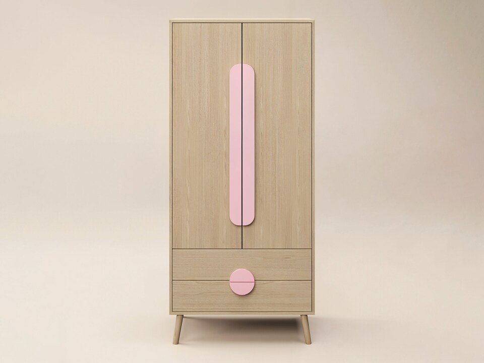 image 1 of Flair Noah 2 Door Wardrobe with 2 Drawers Oak & Pink
