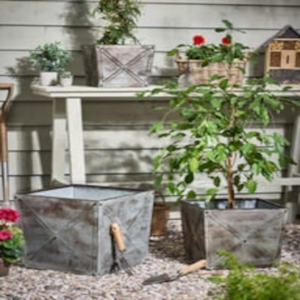 image 1 of Roda Set of 3 Vintage Planter Boxes Grey