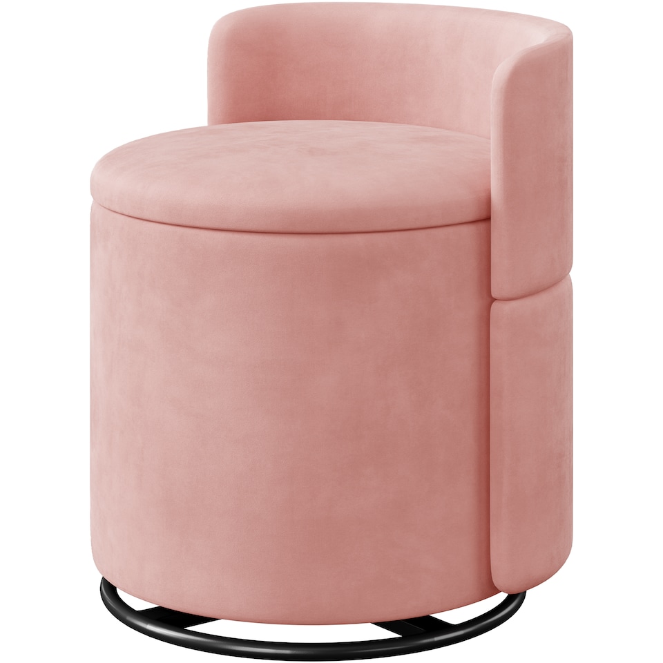 image 1 of Yaheetech Velvet Storage Ottoman Chair, 360° Swivel Tub Chair with Hidden Storage, Lift-Off Lid, Upholstered Backrest, 40L Capacity, 45.8cm H, Pink