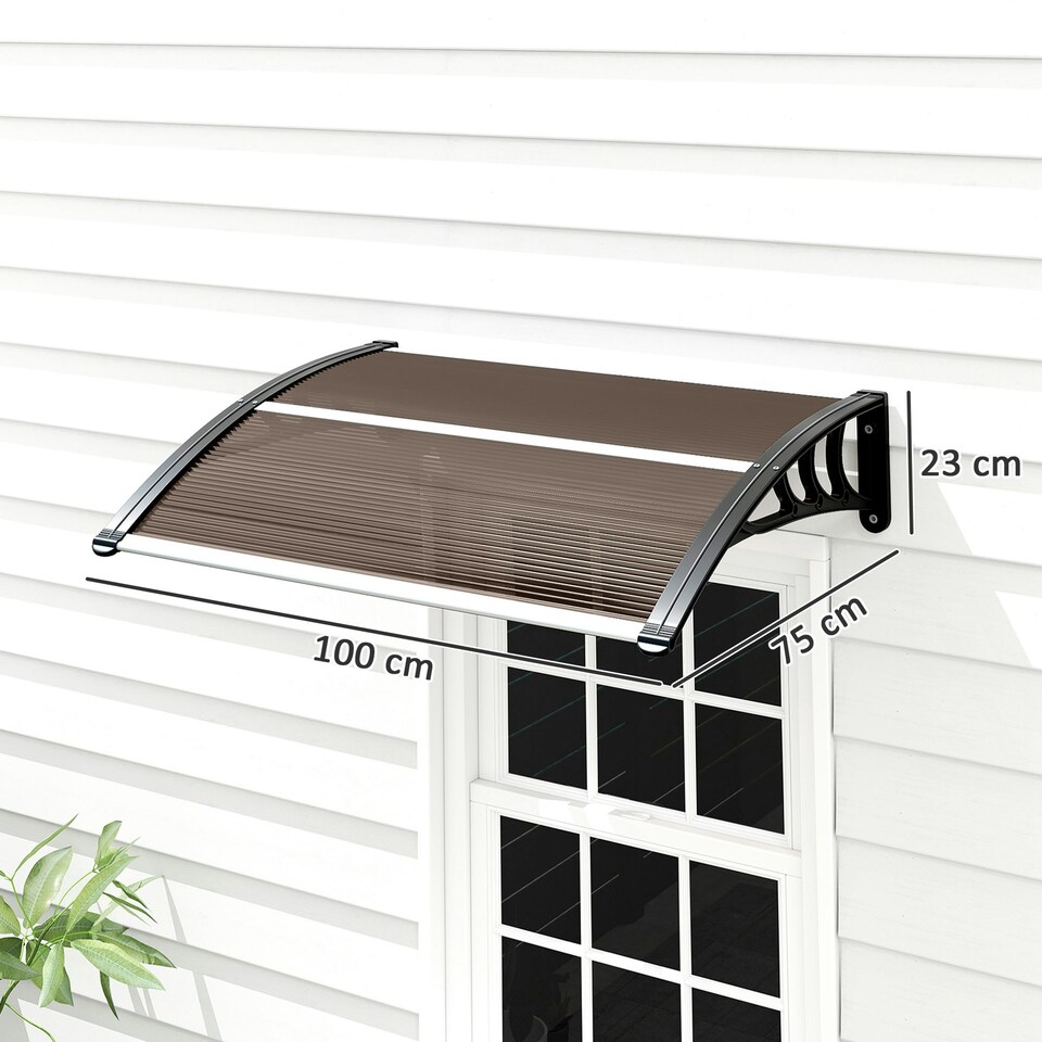 image 1 of Outsunny Outdoor Window Door Canopy with Awning Porch UV Water Cover Brown | Brown | Brown | 100 x 75 x 23 cm | 1